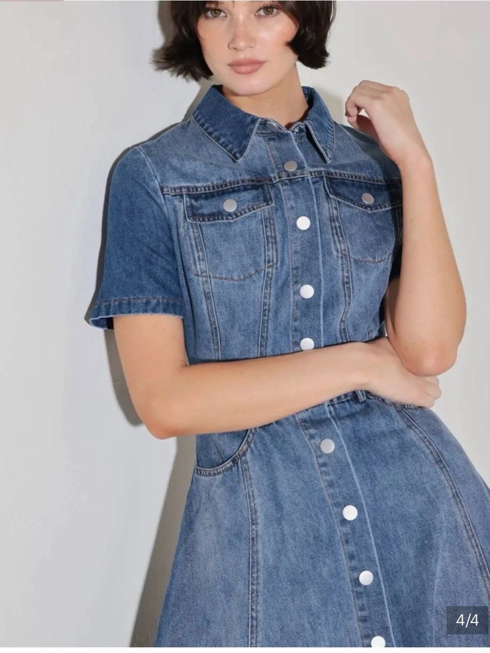 NWT Harper Blue Denim Button-Front Midi Dress L - Picture 5 of 6